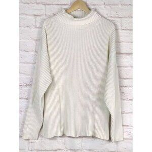 Vintage American Creations  Cable Knit Sweater Womens Mock Neck Cream USA